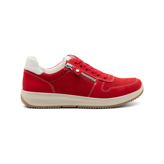 Ara Women's Opal Perforated Zip & Lace Sneaker Red Nubuck Ara Women's Opal Perforated Zip & Lace Sneaker Red Nubuck