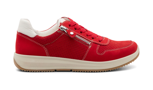 Ara Women's Opal Perforated Zip & Lace Sneaker Red Nubuck Ara Women's Opal Perforated Zip & Lace Sneaker Red Nubuck