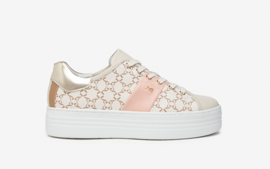 NeroGiardini Women's Leather and Suede Sneakers Brown/Pink NeroGiardini Women's Leather and Suede Sneakers Brown/Pink