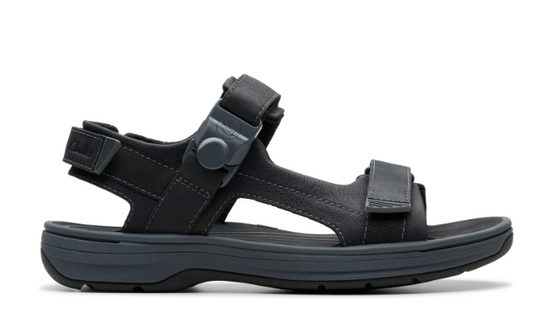 Clarks Men's Saltway Trail Sandal Black Leather Clarks Men's Saltway Trail Sandal Black Leather