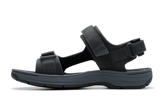 Clarks Men's Saltway Trail Sandal Black Leather Clarks Men's Saltway Trail Sandal Black Leather