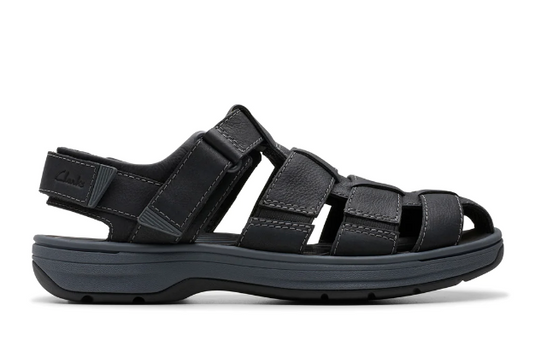 Clarks Men's Saltway Cove Sandal Black Leather Clarks Men's Saltway Cove Sandal Black Leather