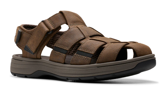 Clarks Men's Saltway Cove Sandal Dark Brown Leather