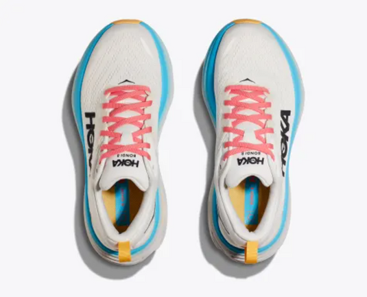 Hoka One One Women's Bondi 8 Sneaker Blanc De Blanc / Swim Day Hoka One One Women's Bondi 8 Sneaker Blanc De Blanc / Swim Day