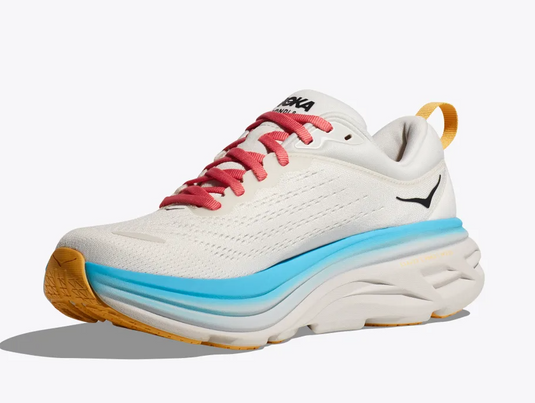 Hoka One One Women's Bondi 8 Sneaker Blanc De Blanc / Swim Day Hoka One One Women's Bondi 8 Sneaker Blanc De Blanc / Swim Day