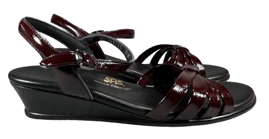 SAS Women's Strippy Quarter Strap Wedge Sandal Wine Patent SAS Women's Strippy Quarter Strap Wedge Sandal Wine Patent