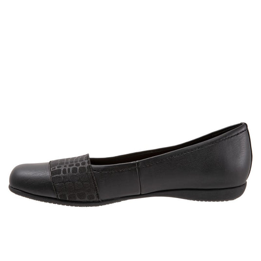 Trotters Women's Samantha Flat Black Croco Trotters Women's Samantha Flat Black Croco