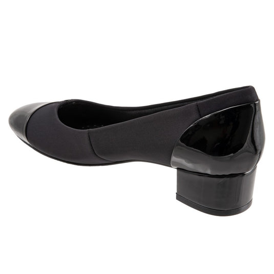 Trotters Women's Daisy Block Heel Black Micro Trotters Women's Daisy Block Heel Black Micro