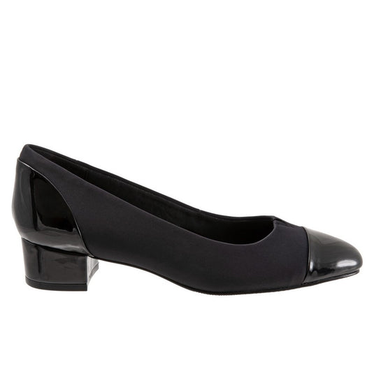 Trotters Women's Daisy Block Heel Black Micro Trotters Women's Daisy Block Heel Black Micro