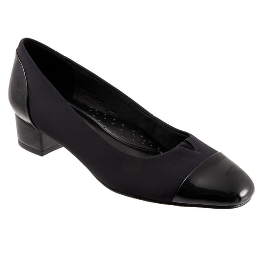 Trotters Women's Daisy Block Heel Black Micro Trotters Women's Daisy Block Heel Black Micro