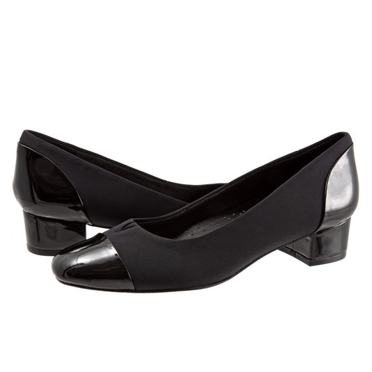 Trotters Women's Daisy Block Heel Black Micro Trotters Women's Daisy Block Heel Black Micro