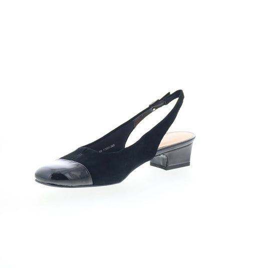 Trotters Women's Dea Slingback Sandals Black Suede /Black Patent Trotters Women's Dea Slingback Sandals Black Suede /Black Patent