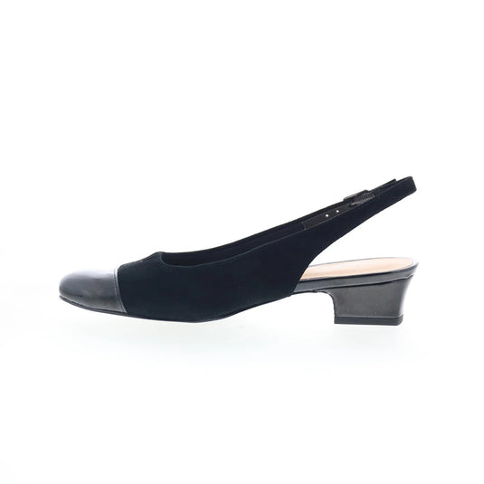 Trotters Women's Dea Slingback Sandals Black Suede /Black Patent