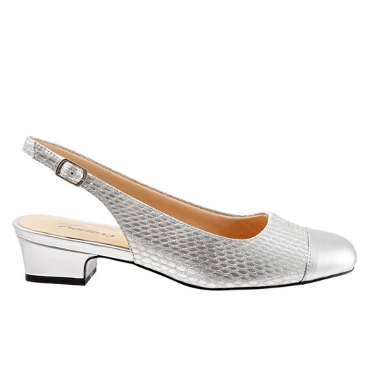 Trotters Women's Dea Slingback Sandals Silver Snake