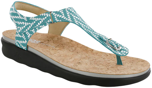 SAS Women's Marina T-Strap Sandal Chevron Turquoise SAS Women's Marina T-Strap Sandal Chevron Turquoise