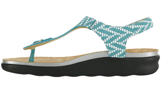 SAS Women's Marina T-Strap Sandal Chevron Turquoise SAS Women's Marina T-Strap Sandal Chevron Turquoise
