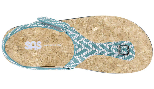 SAS Women's Marina T-Strap Sandal Chevron Turquoise SAS Women's Marina T-Strap Sandal Chevron Turquoise