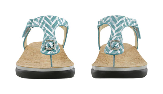 SAS Women's Marina T-Strap Sandal Chevron Turquoise SAS Women's Marina T-Strap Sandal Chevron Turquoise
