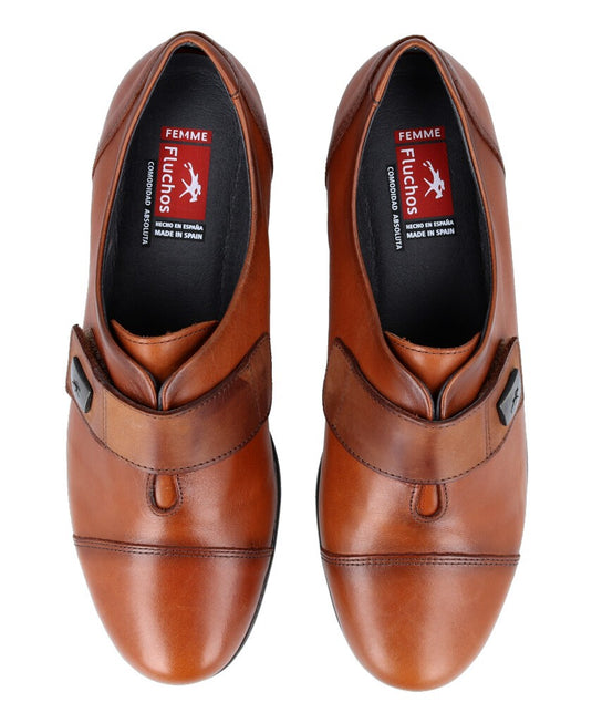 Fluchos Women's Mar F1071 Adjustable Instep Wedge Brown Leather Fluchos Women's Mar F1071 Adjustable Instep Wedge Brown Leather