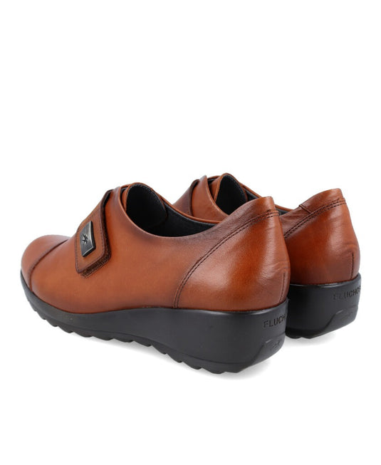 Fluchos Women's Mar F1071 Adjustable Instep Wedge Brown Leather Fluchos Women's Mar F1071 Adjustable Instep Wedge Brown Leather
