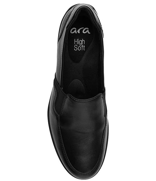 Ara Women's Zen Leather Wedge Loafers Black