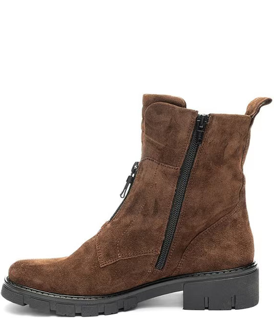 Ara Women's Deon| Dover Lug Sole Front & Inside Zip Boot Brown
