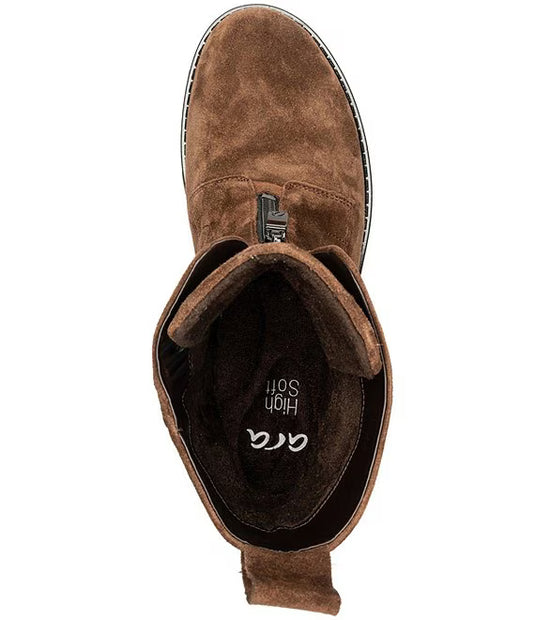 Ara Women's Deon| Dover Lug Sole Front & Inside Zip Boot Brown