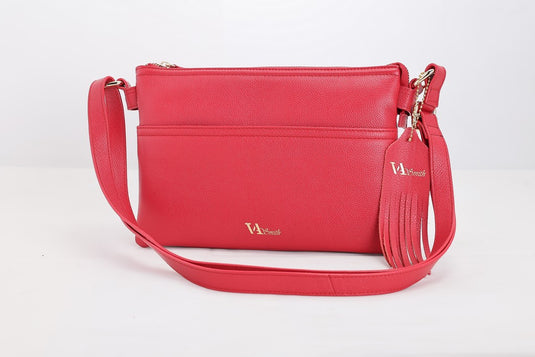 VA Smith Michelle Leather Cross Body Bag Red