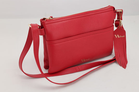 VA Smith Michelle Leather Cross Body Bag Red