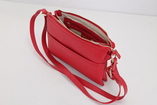 VA Smith Michelle Leather Cross Body Bag Red