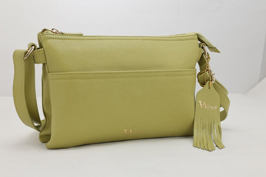 VA Smith Michelle Leather Cross Body Bag Green