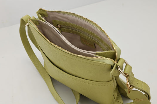 VA Smith Michelle Leather Cross Body Bag Green