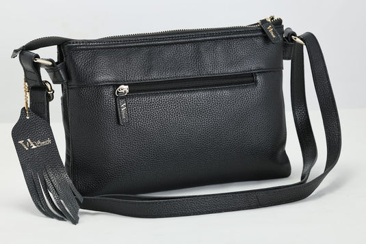 VA Smith Michelle Leather Cross Body Bag Black Leather