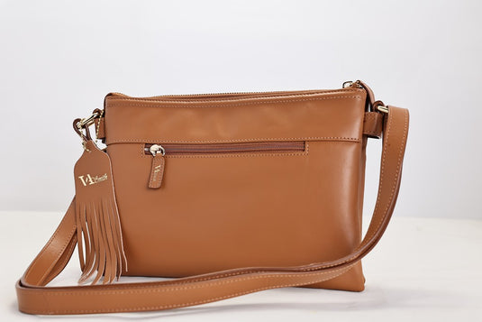 VA Smith Michelle Leather Cross Body Bag Tan Smooth Leather