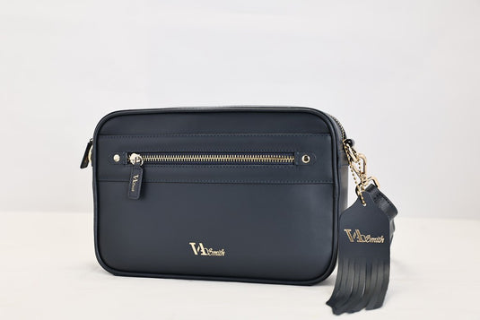 VA Smith Gabby Leather Cross Body Bag Black Smooth