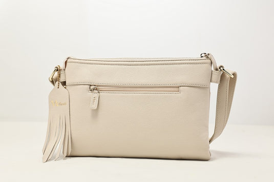 VA Smith Michelle Leather Cross Body Bag Beige