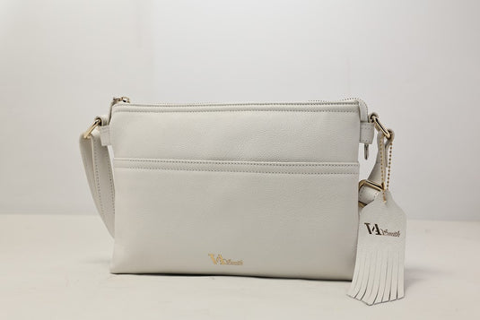 VA Smith Michelle Leather Cross Body Bag White