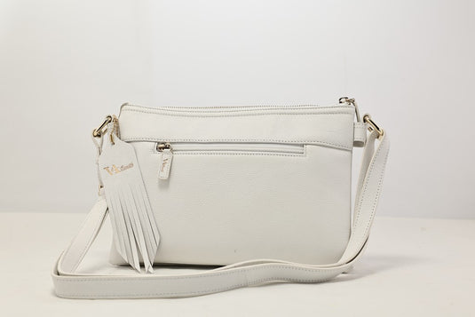 VA Smith Michelle Leather Cross Body Bag White