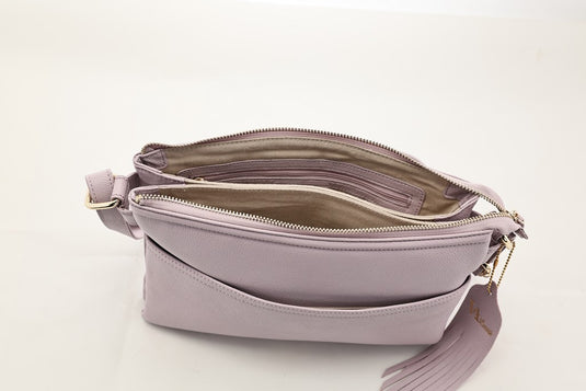 VA Smith Michelle Leather Cross Body Bag Lavender