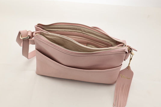 VA Smith Michelle Leather Cross Body Bag Pink