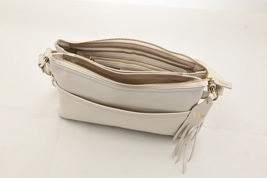 VA Smith Michelle Leather Cross Body Bag Beige