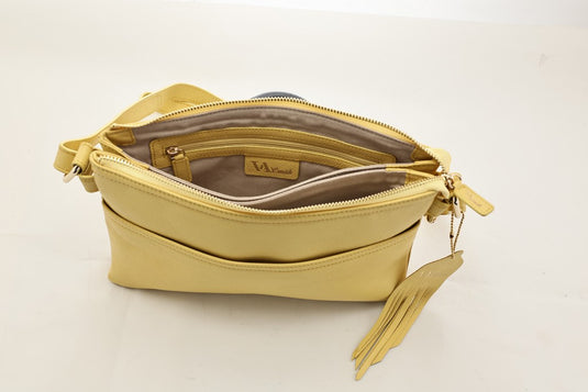 VA Smith Michelle Leather Cross Body Bag Mustard