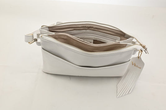 VA Smith Michelle Leather Cross Body Bag White