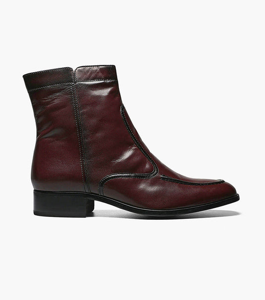 Florsheim Men's ESSEX  Moc Toe Zipper Boot Black Cherry - Free Socks