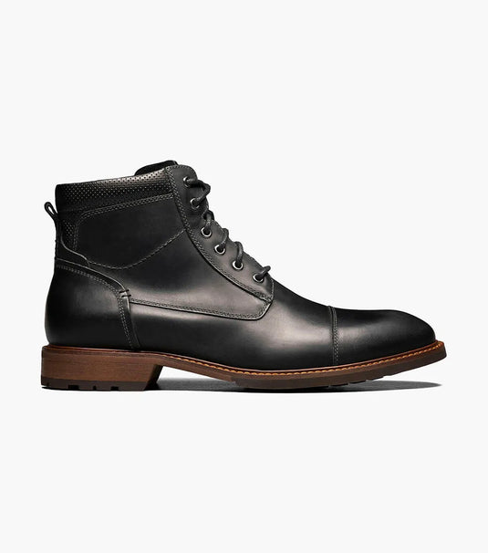 Florsheim Men's Lodge Cap Toe Lace Boot Black