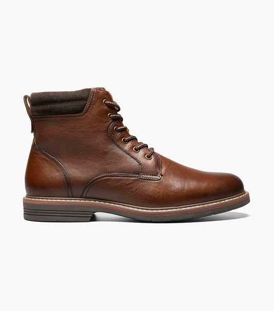 Florsheim Men's Norwalk Plain Toe Lace Up Boot Cognac Tumbled - Free Socks