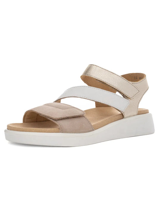 Ara Women's Marina Triple Adjustable Sandal Sand/Weiss/Platin