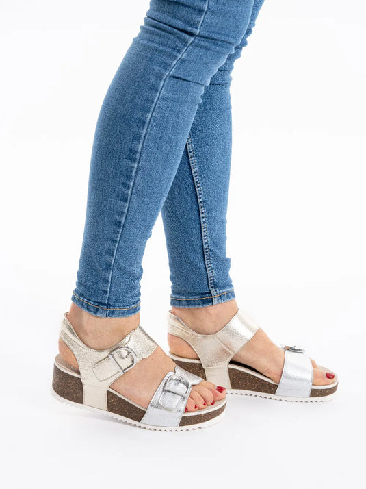 ARA Women Nova | Norderney Platform Sandal Platinum Metallic