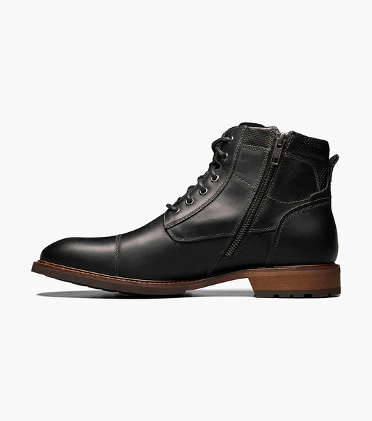 Florsheim Men's Lodge Cap Toe Lace Boot Black