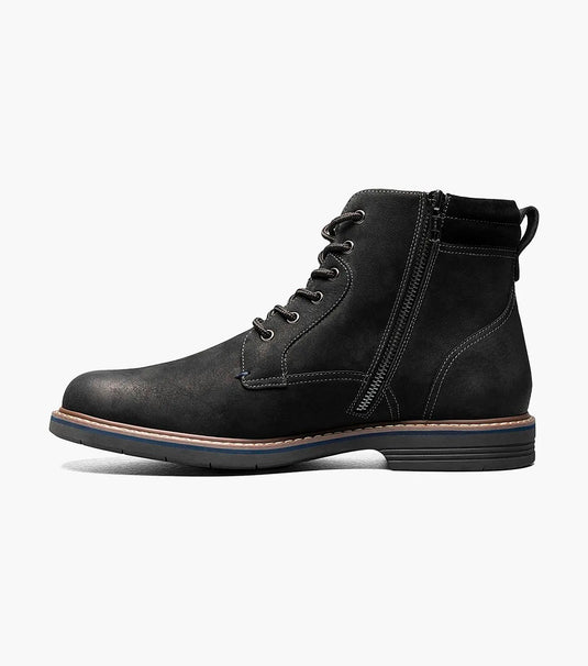 Florsheim Men's Norwalk Plain Toe Lace Up Boot Black Nubuck - Free Socks